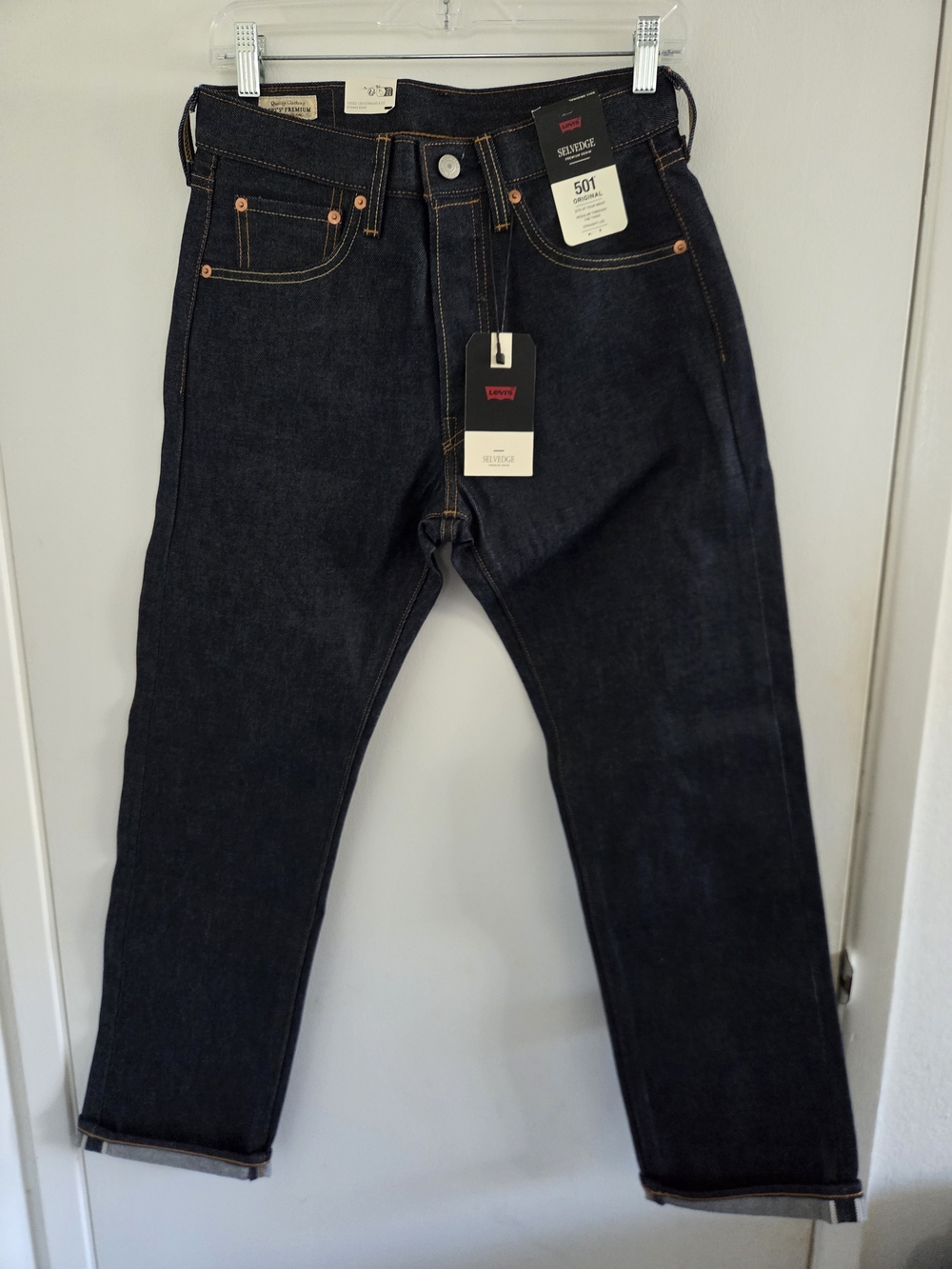 Levi's 501 Raw Selvedge Jeans W28 L30 Denim NWT Straight fit Indigo